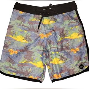 Ezekiel Men's Tropical Print Board Shorts/Swim Trunks (Unlined) Size 33